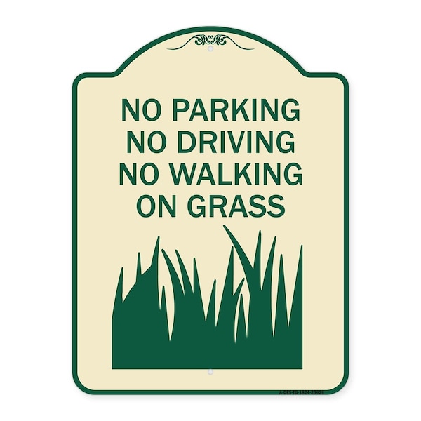 Signmission No Parking Driving or Walking on Grass Heavy-Gauge Aluminum Sign, 24" x 18", TG-1824-23626 A-DES-TG-1824-23626 - main